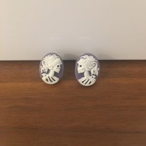 Skeleton Cameo Earrings